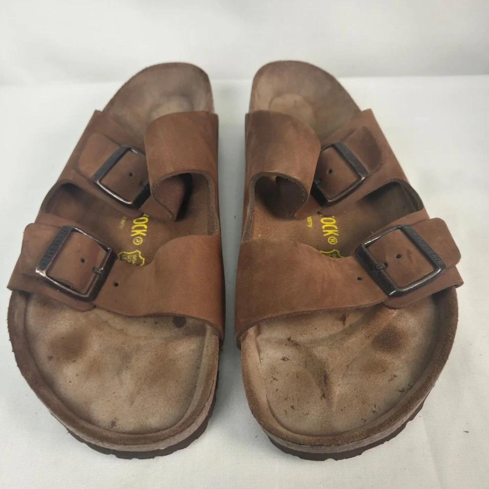 Birkenstock Arizona Men's Brown Suede Buckle Slide Sandals Adjustable US 11